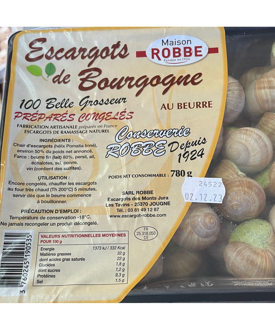Escargots de Bourgogne, ASSIETTE COQUILLE - la douzaine (SURGELE
